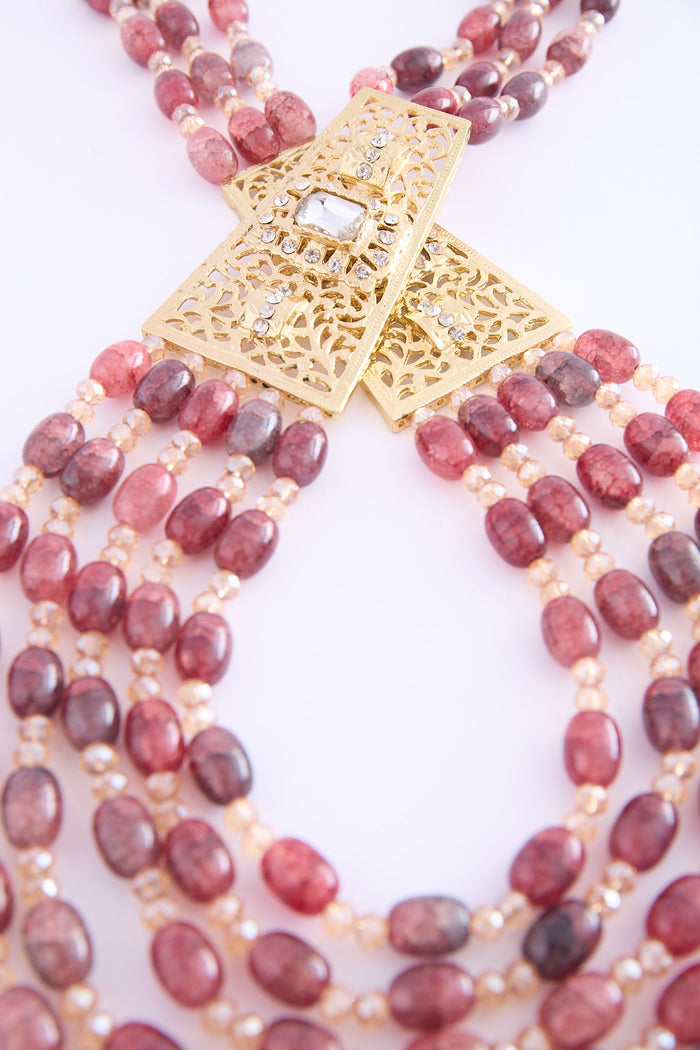 Necklace gold/bordeaux