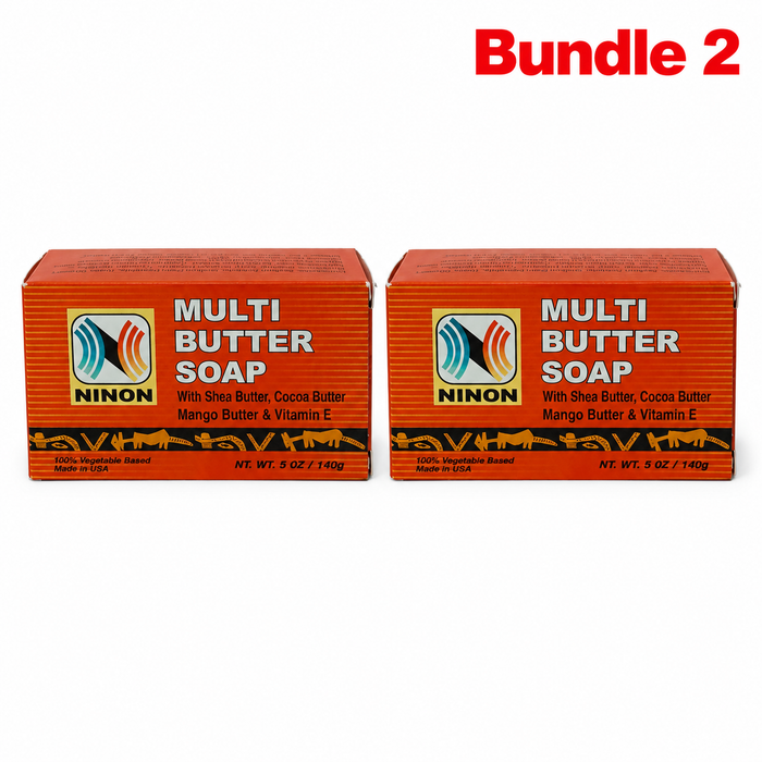 Ninon Multi Butter Soap 5oz, African black soap enriched with shea butter and nourishing butters, designed to gently cleanse, moisturize, and leave skin feeling soft, smooth, and refreshed.