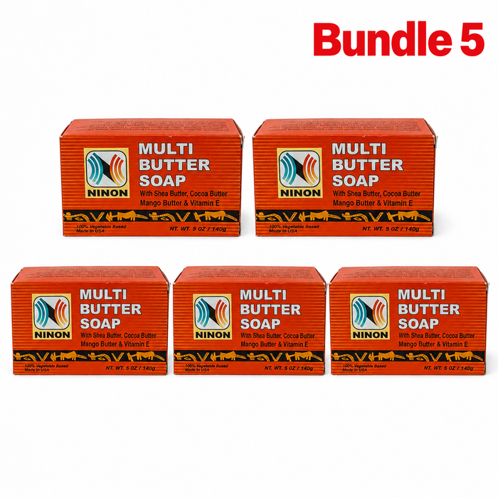 Ninon Multi Butter Soap 5oz, African black soap enriched with shea butter and nourishing butters, designed to gently cleanse, moisturize, and leave skin feeling soft, smooth, and refreshed.