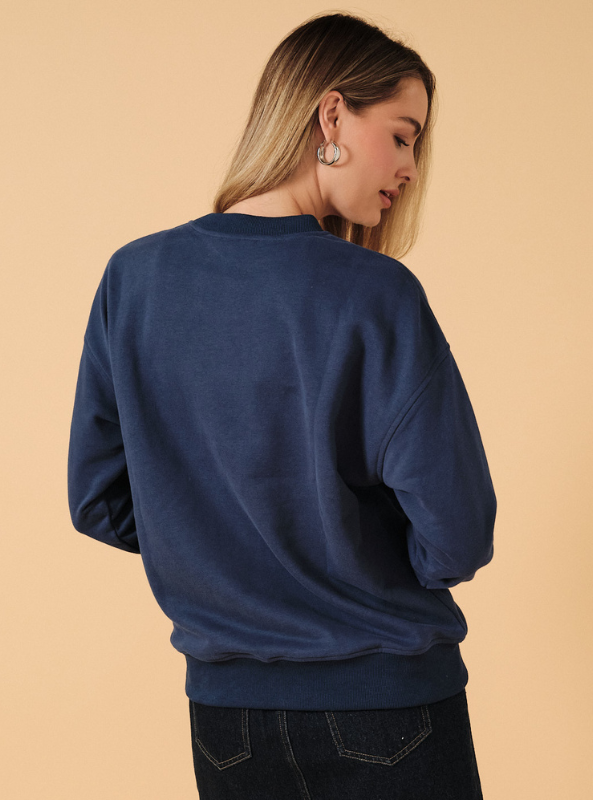 "No Plans Sunday Club" Sweatshirt- Navy
