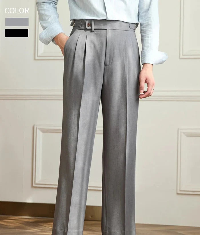 Non-ironing wide leg high-waist elegant pants - AntoniosClothing - Grey