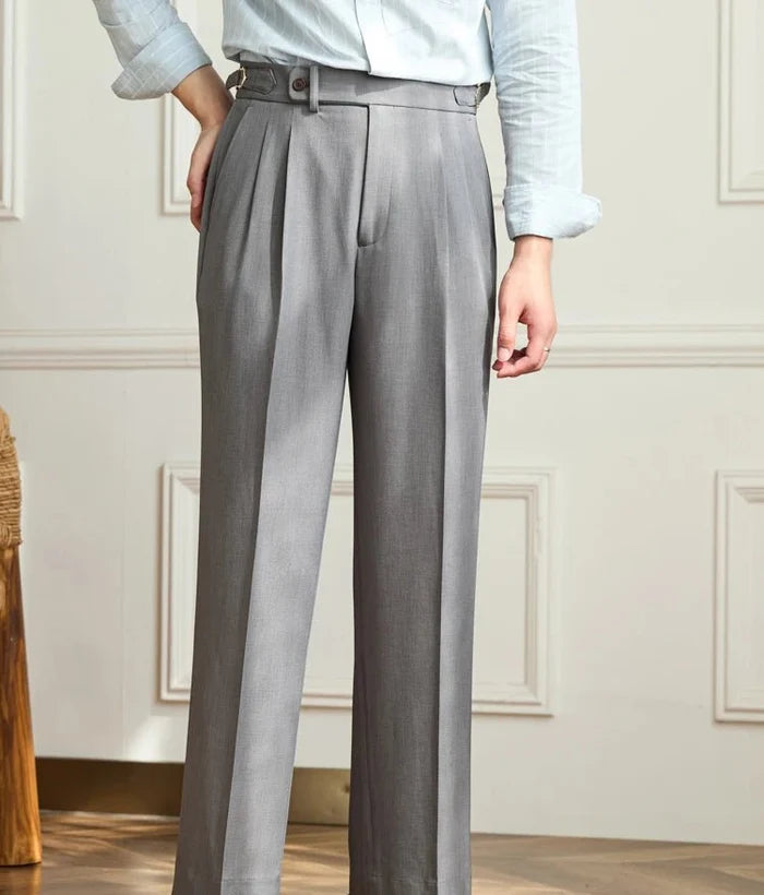 Non-ironing wide leg high-waist elegant pants - AntoniosClothing - Grey