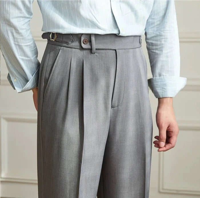 Non-ironing wide leg high-waist elegant pants - AntoniosClothing - Grey