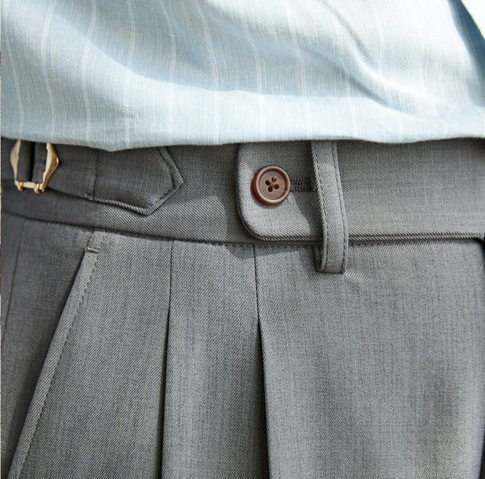 Non-ironing wide leg high-waist elegant pants - AntoniosClothing - Grey
