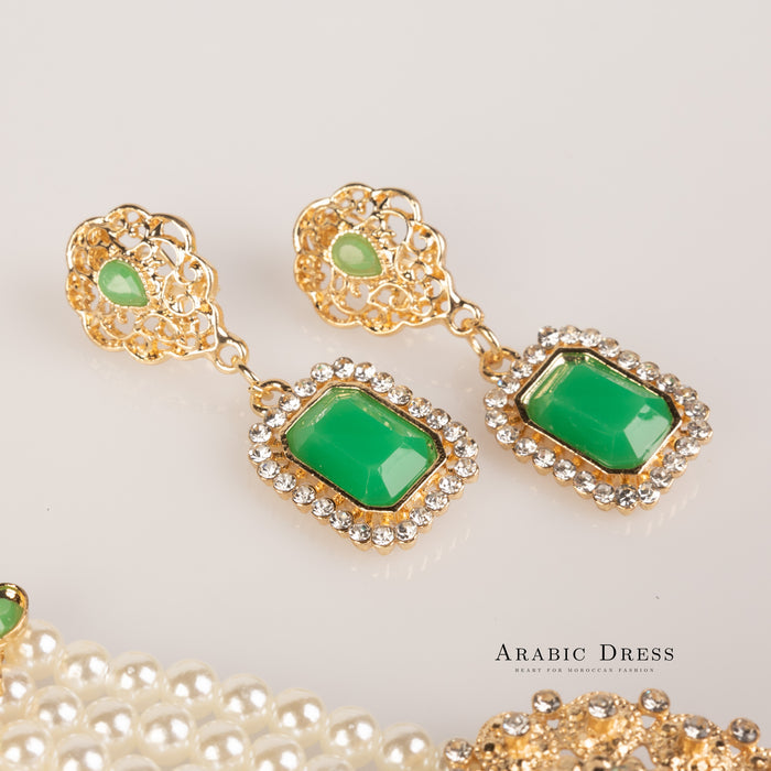 Nono pearl  white/green necklace set