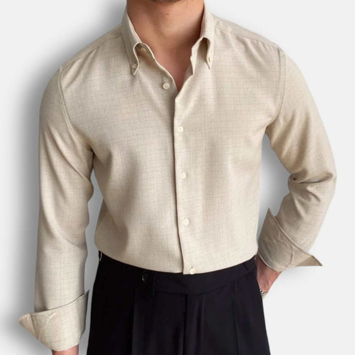 Office casual long-sleeve shirt - AntoniosClothing - Khaki