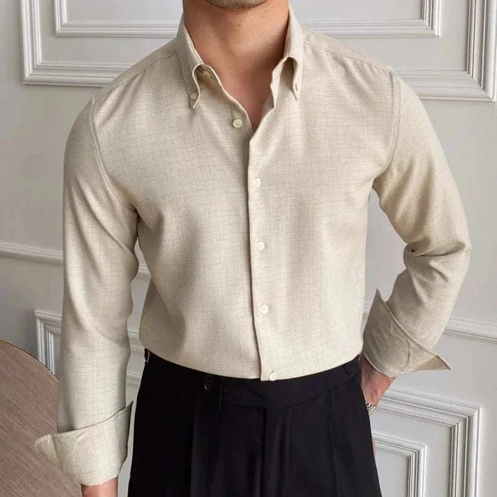 Office casual long-sleeve shirt - AntoniosClothing - Khaki
