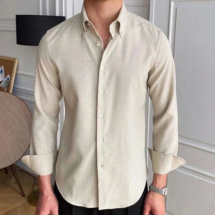 Office casual long-sleeve shirt - AntoniosClothing - Khaki