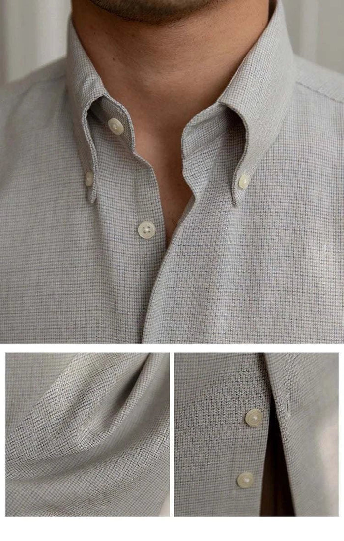 Office casual long-sleeve shirt - AntoniosClothing - Khaki