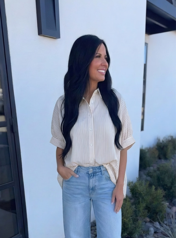 Oversized Short Sleeve Button Down Shirt