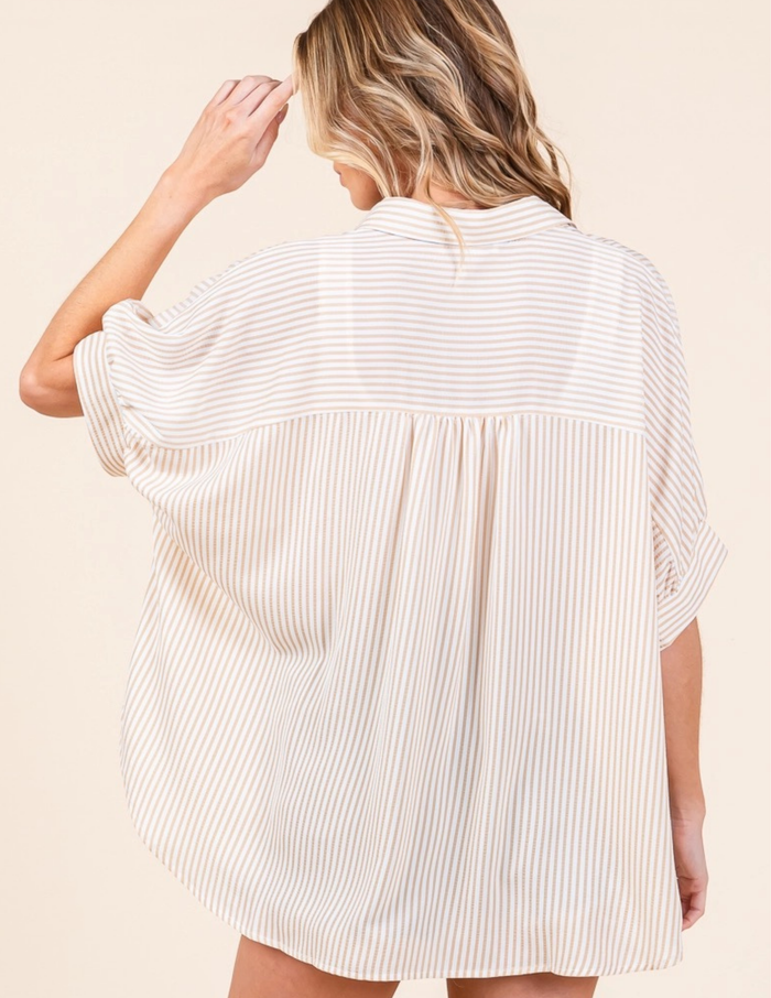 Oversized Short Sleeve Button Down Shirt