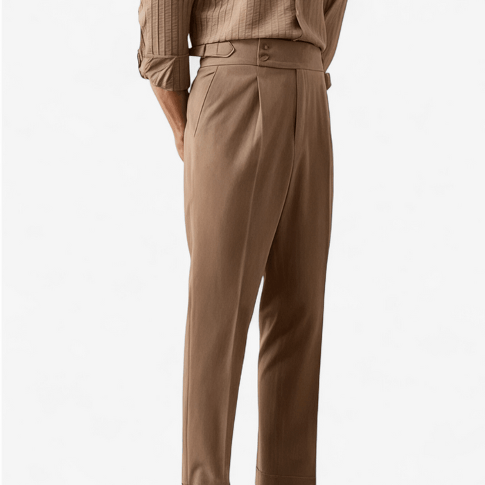 Paris high waist straight fit pants - AntoniosClothing - Khaki