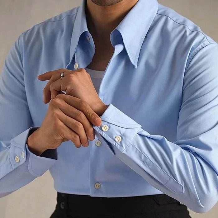 Party tuxedo long sleeve shirt - AntoniosClothing - Sky blue