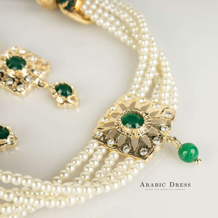 Pearl Green Nifa necklace set