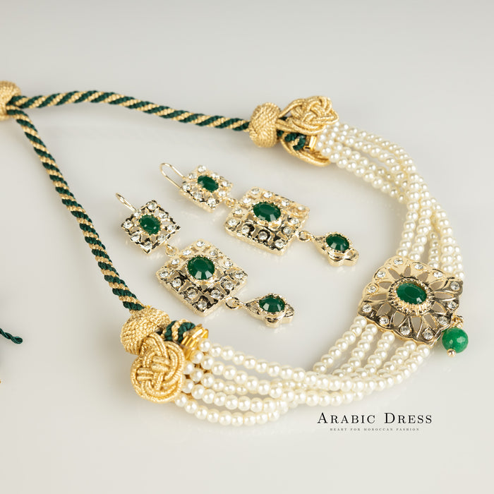 Pearl Green Nifa necklace set