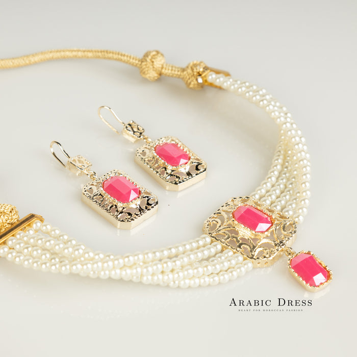 Pearl Pink Nifa necklace set