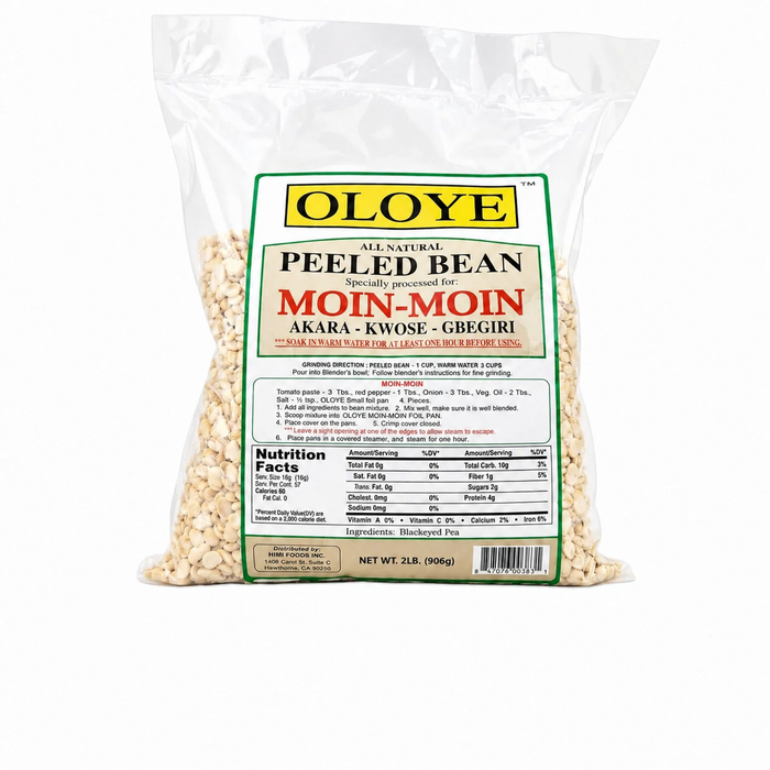 Oloye peeled black eyed peas 2 lb bag for moi moi and akara