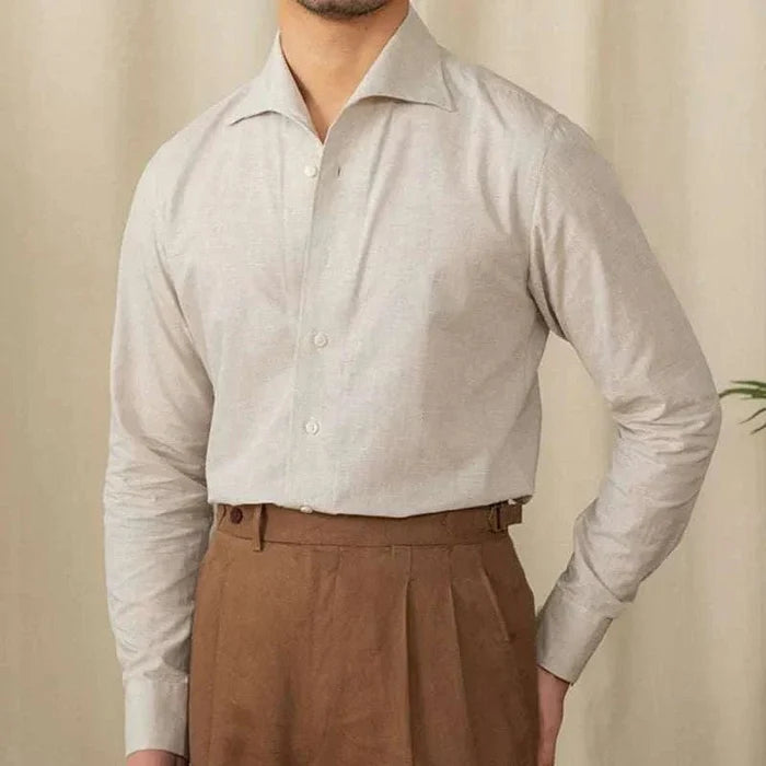 Piece collar casual long-sleeve shirt - AntoniosClothing - Blue
