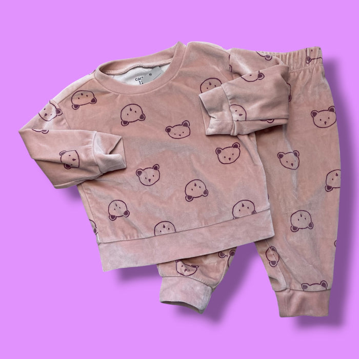 pink Carters velour set, 12m
