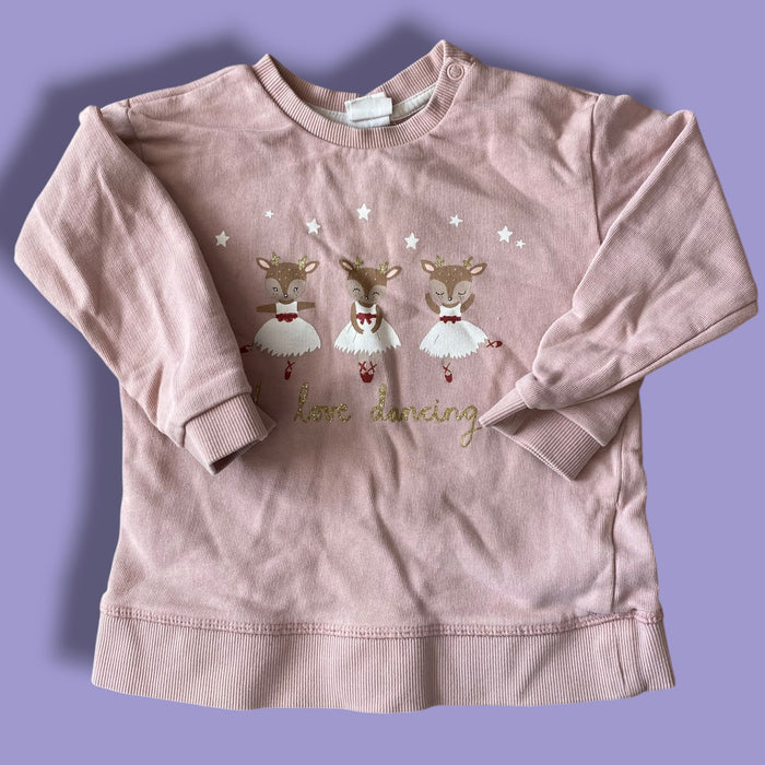 pink H&M I love dancing sweater, 18-24m