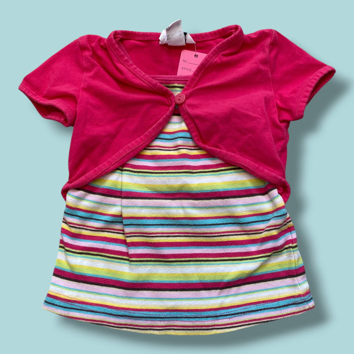 pink H&M striped tee, 18-24m