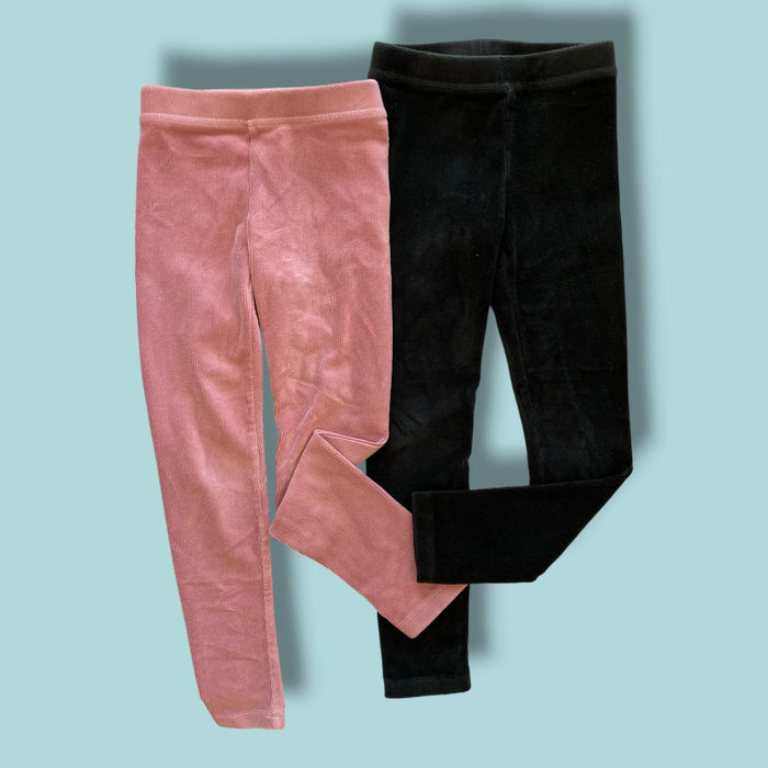 Pink/Black Crew Cuts set of 2 Leggins, 7Y