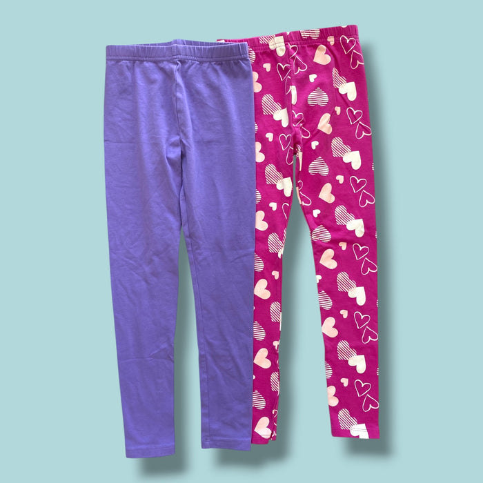 Pink/Purple George Set of 2 leggin, 7-8Y
