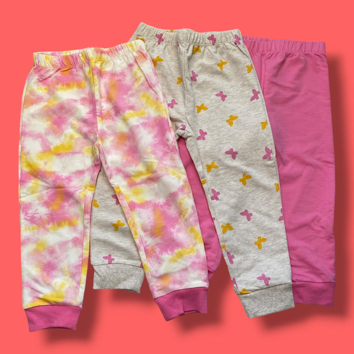 Pink/White Pekkle set of 3 pants, 4Y