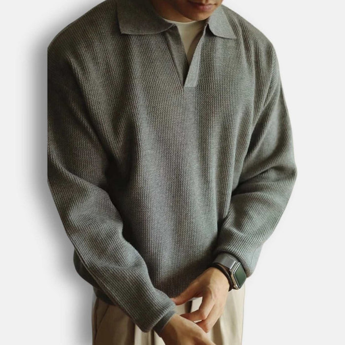 Polo turn-down collar sweater - AntoniosClothing - Apricot