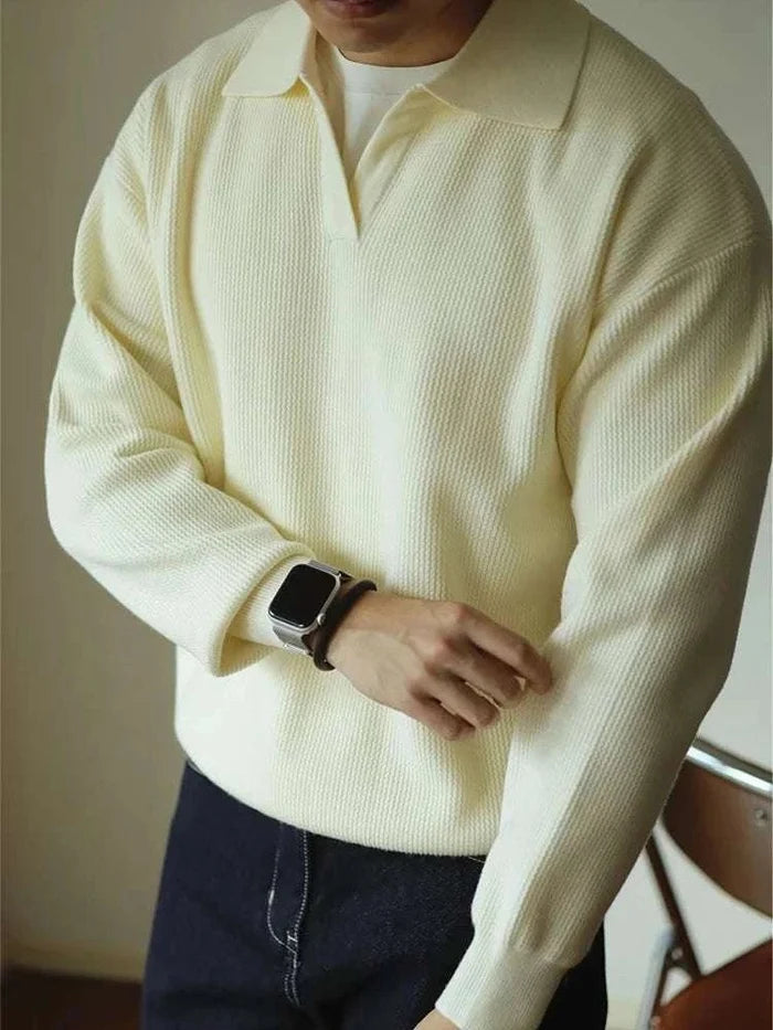Polo turn-down collar sweater - AntoniosClothing - Apricot