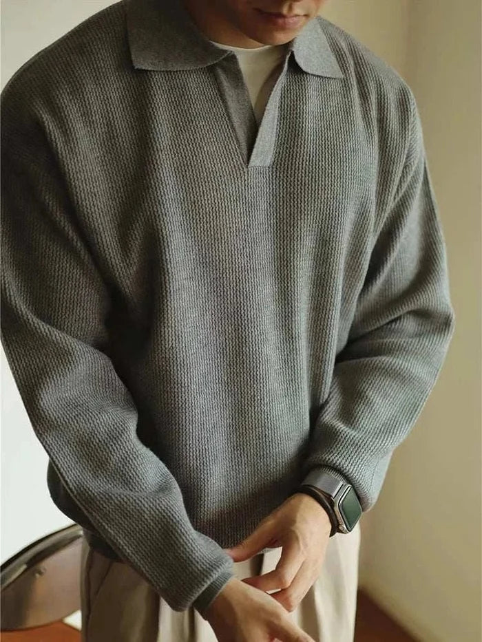Polo turn-down collar sweater - AntoniosClothing - Apricot