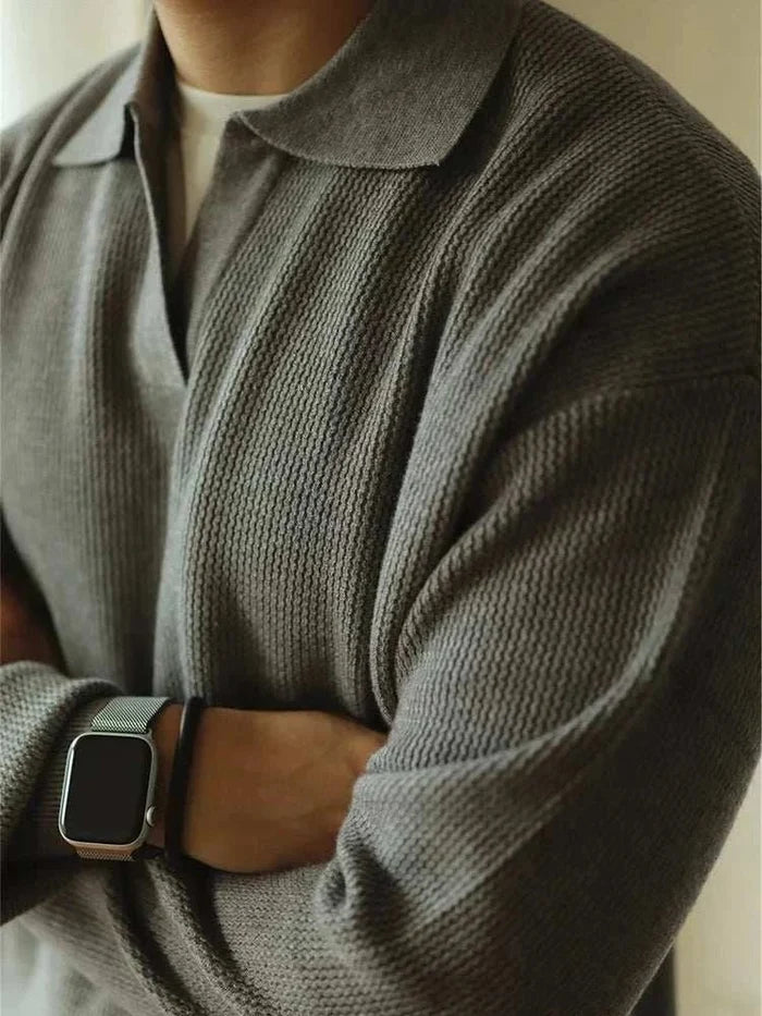 Polo turn-down collar sweater - AntoniosClothing - Apricot