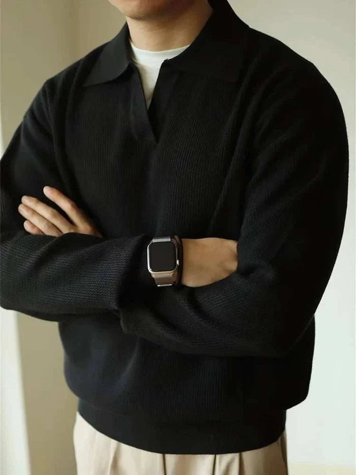 Polo turn-down collar sweater - AntoniosClothing - Apricot