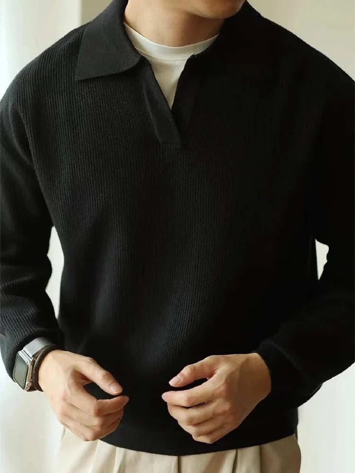 Polo turn-down collar sweater - AntoniosClothing - Apricot