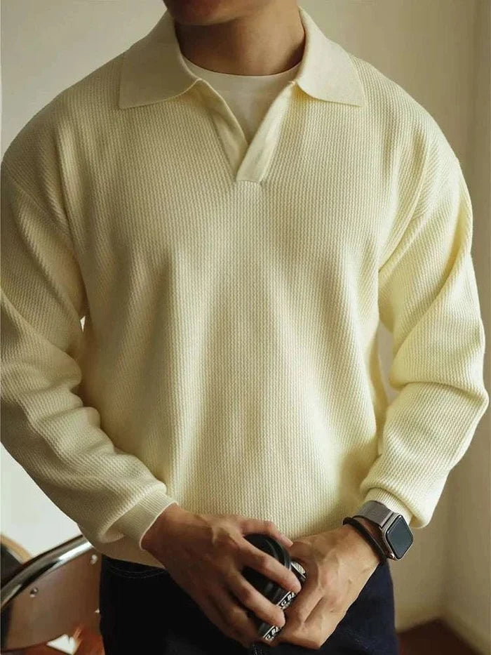 Polo turn-down collar sweater - AntoniosClothing - Apricot