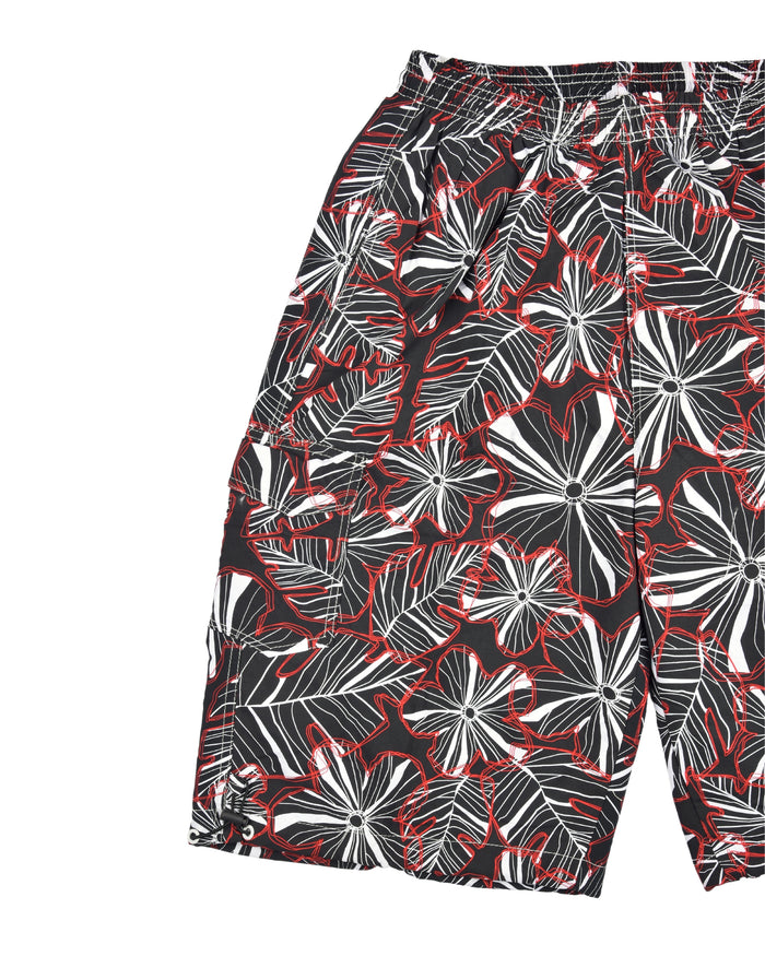 Men's swim shorts with all-over floral pattern and side pockets