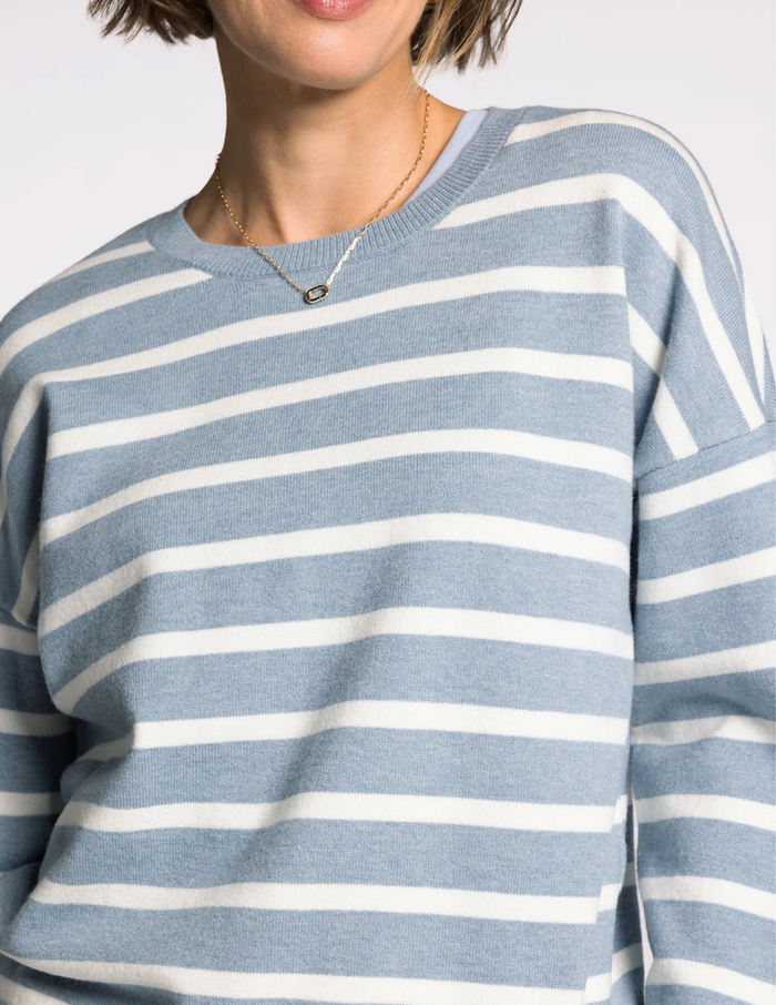 Preston Sweater- Dusty Blue Ivory
