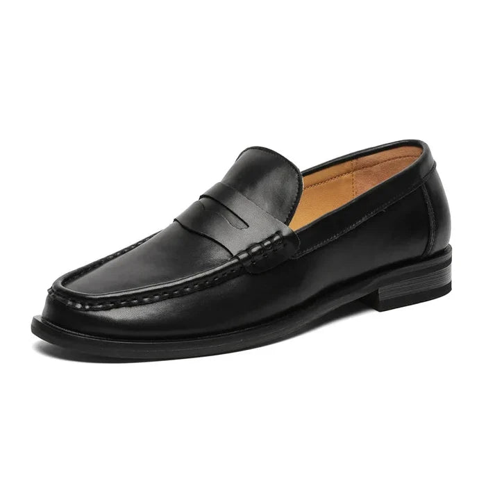 PU Leather slip on casual loafers - AntoniosClothing - Black