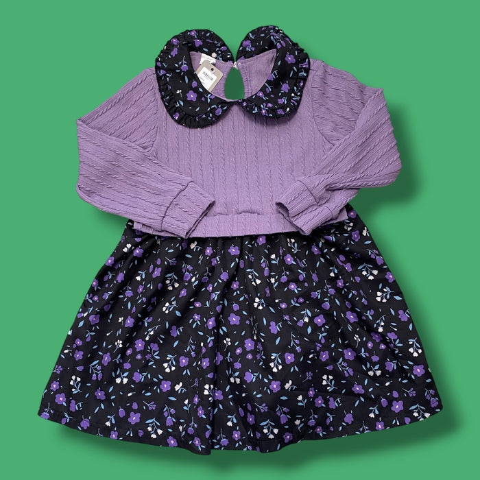 purple  collared  floral dress, 5Y
