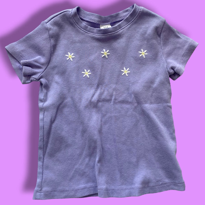 Purple gap ribbed flower tee, 4Y