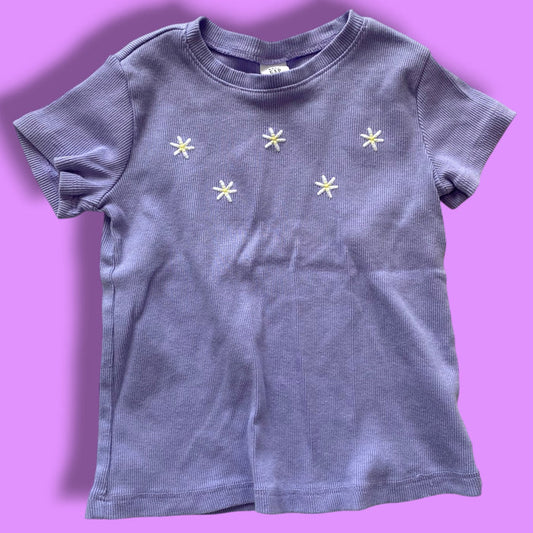 Purple gap ribbed flower tee, 4Y