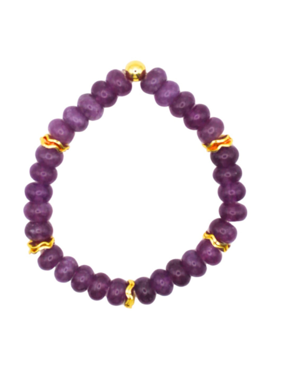 Purple Gemstone Bracelet with Gold Accents