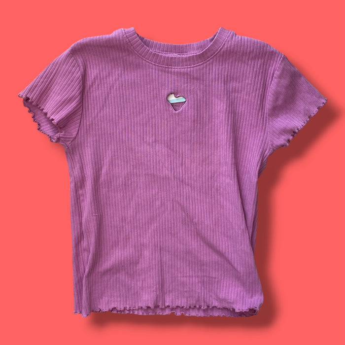 purple George ribbed tee, 7-8Y