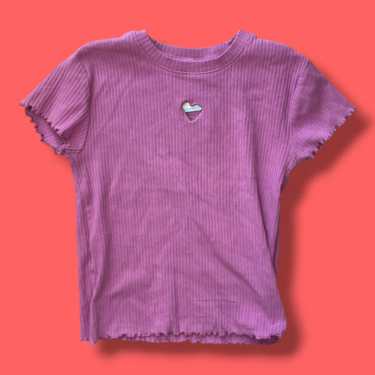 purple George ribbed tee, 7-8Y