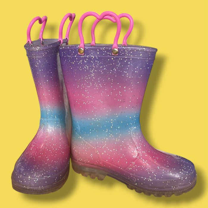 Purple Joe Fresh sparkle rainboots, 10.0