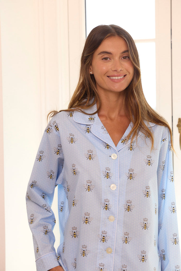 Queen Bee Luxe Pima Pajama - Blue