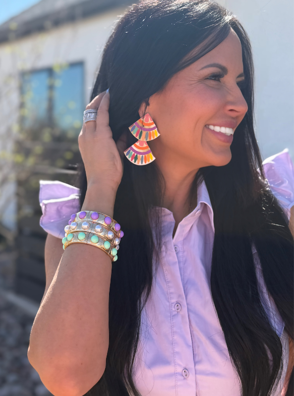 Rainbow Double Tile Earrings