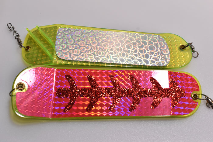 8" double fin flasher hyper vis lure tape