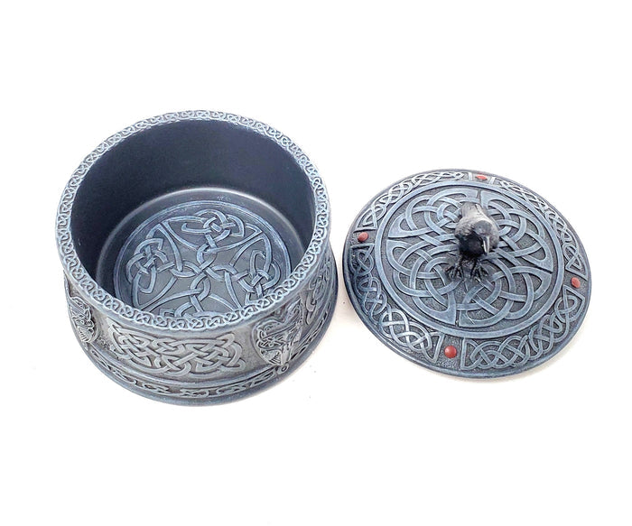 Raven Round Box for Stones, Herbs, Jewelry and more.