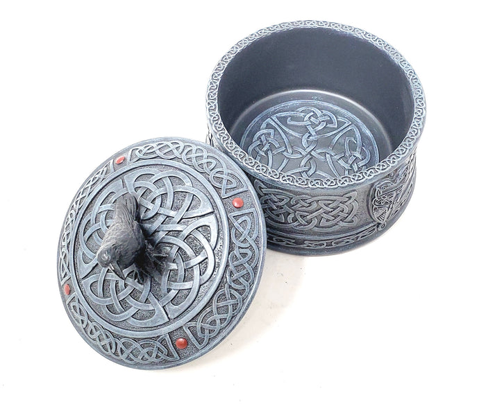 Raven Round Box for Stones, Herbs, Jewelry and more.